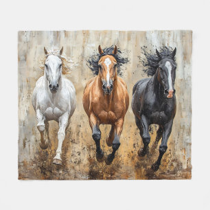 Manta Polar Cuadros de Galloping de Trío de Caballos