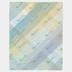 Manta Polar Cuadros de Monograma Pastel Azul Turquesa Verde Am