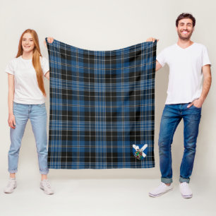 Manta Polar Cuadros de Tartán Azul de Clero de Scotts