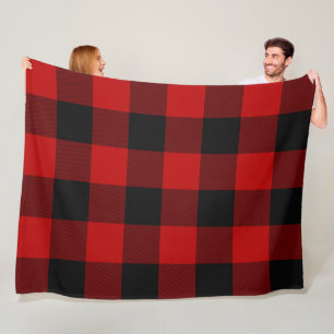 Manta Polar Cuadros Escoceses Negros y Rojos Bufalo Plaid
