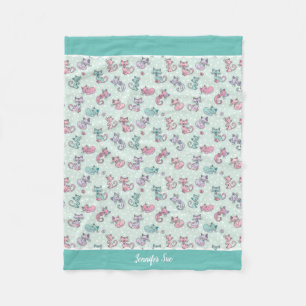 Manta Polar Cuadros Pastel Verde azulado Punto de Polka Púrpu