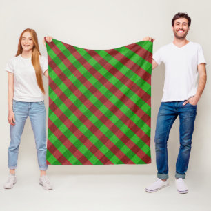 Manta Polar Cuadros rojos y verdes con purpurina