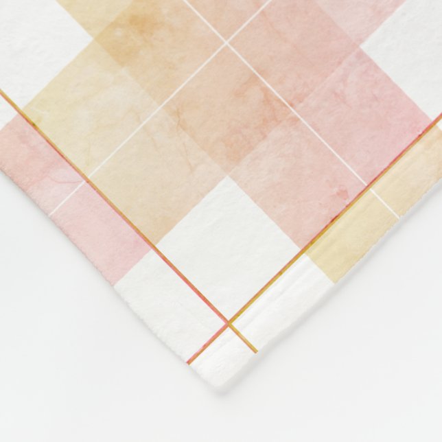 Manta Polar Cuadros rosa melocotón champán jaspeado (Esquina)