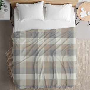 Manta Polar Cuadros rústicos neutros en gris beige marfil