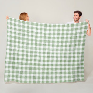 Manta Polar Cuadros verdes crema blancos