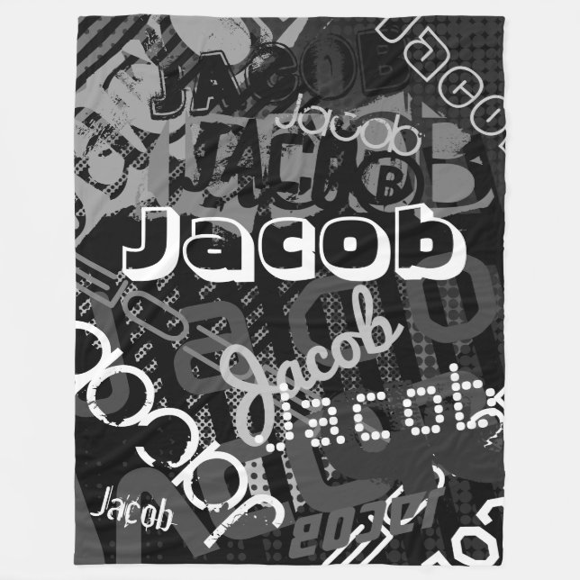 Manta Polar Cualquier nombre de arte callejero parece negro y  (Anverso)