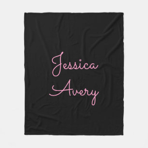 Manta Polar Cualquier nombre   Guay Editable Pink Script on Bl