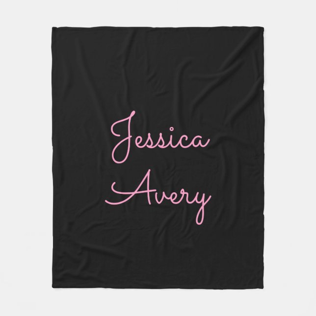 Manta Polar Cualquier nombre | Guay Editable Pink Script on Bl (Anverso)
