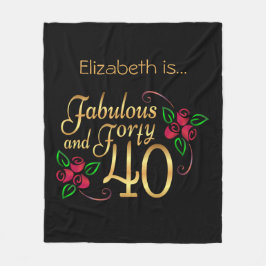 Manta Polar Cuarenta fabulosos Oro Roses Rojas Negras Cumpleañ