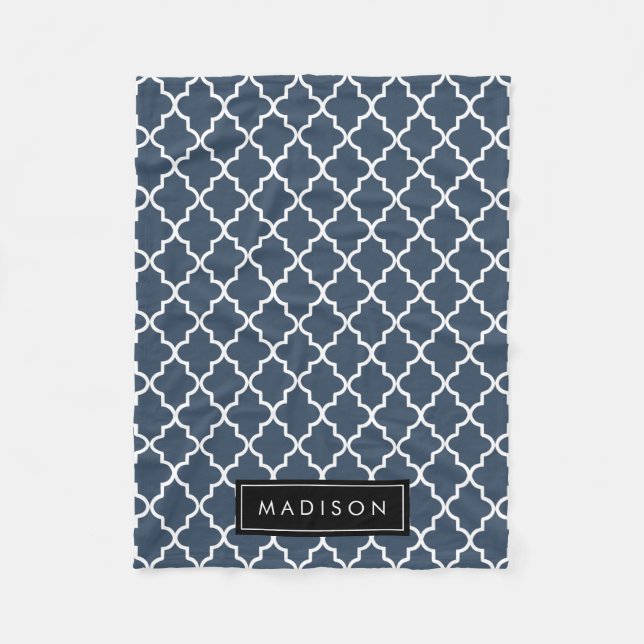 Manta Polar Cuarteto azul y negro de la marina personalizada (Anverso)