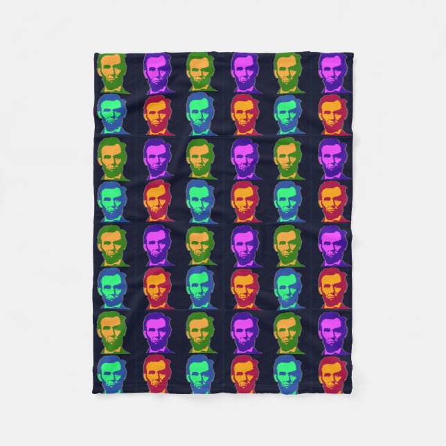 Manta Polar Cuatro Pop Art Abraham Lincoln (Anverso)