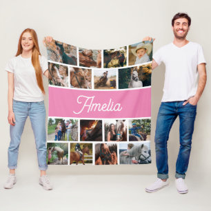 Manta Polar Cubierta De Caballo Para Chicas, Kids Nombre Blank