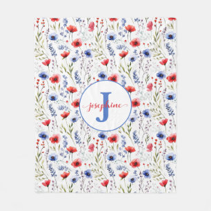 Manta Polar Cubierta de flor silvestre acuarela personalizada
