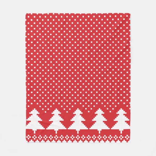 Manta Polar Cubierta de Knit Sweater Red Pine Tree (Anverso)