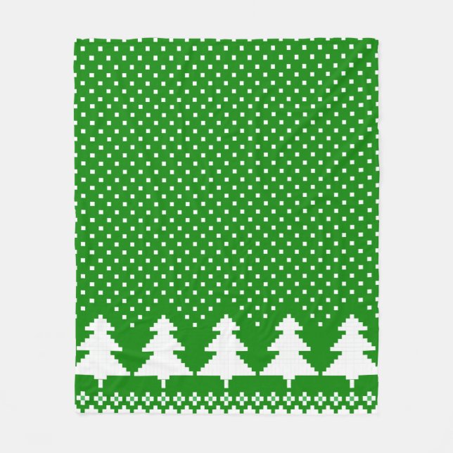 Manta Polar Cubierta de Knit Sweet Green Pine Tree (Anverso)