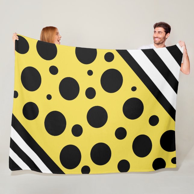 Manta Polar Cubierta de puntos y bandas de polka amarillos y n (In situ)