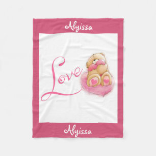 Manta Polar Cubierta/Oso y Corazones de la flota personalizada