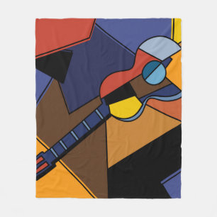 Manta Polar Cubista De Surrealismo De Guitarra.