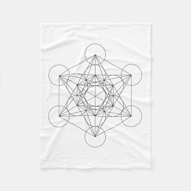 Manta Polar Cubo de Metatrón negro y blanco (Anverso)