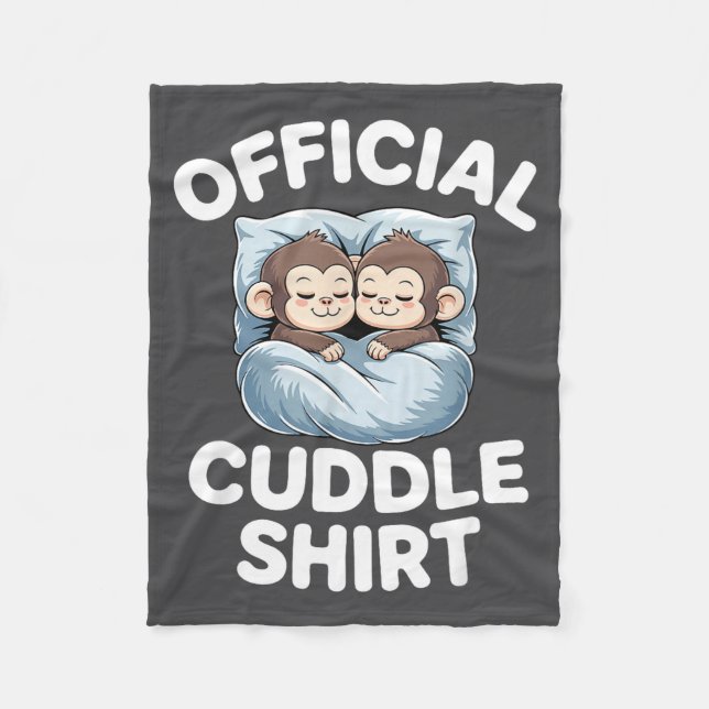 Manta Polar Cuddle Shirt Cute Sleepy Monkey Couple  (Anverso)