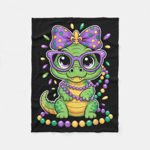 Manta Polar Cuentas de Cocodrilo de Mardi Gras con Lazo para N