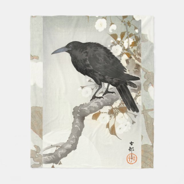 Manta Polar Cuervo Cuervo Japonés Koson Pájaro (Anverso)