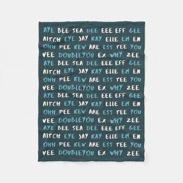Manta Polar Cuidada ABC ‘AYE BEE SEA’ Phonetic Baby Blanket (Anverso)