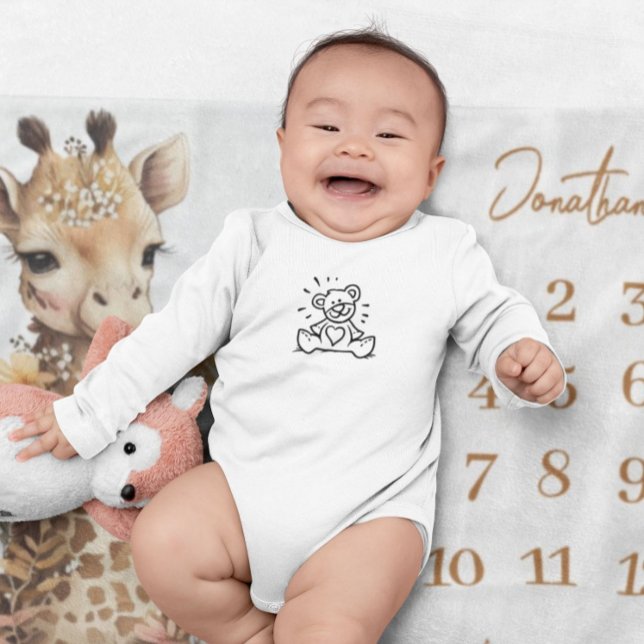 Manta Polar Cuidada acuarela Giraffe Baby Milestone (Subido por el creador)