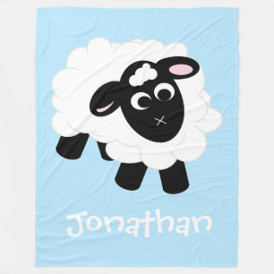 Manta Polar Cuidada Personalizado Oveja Nombre Azul Fleece Bla