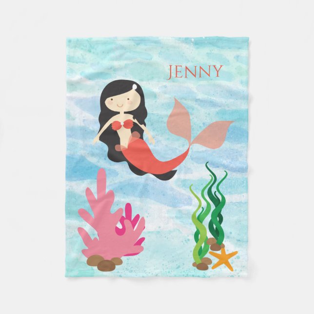 Manta Polar Cuidada Sirena Personalizada Fleece Baby Blanket (Anverso)
