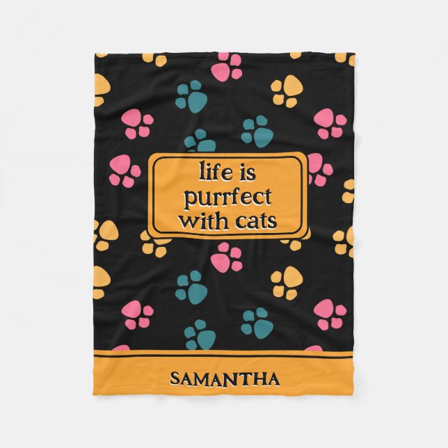 Manta Polar Cuidada y graciosa garra negra (Anverso)