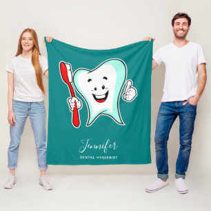 Manta Polar Cuidado dental Feliz diente con cepillo de dientes