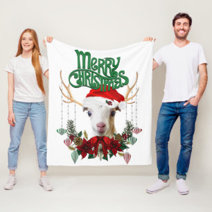Manta Polar Cuidados Navidades LaMancha Cabra Antlers y corona