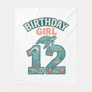 Manta Polar Cumpleañera 12 Tortuga Marina Camiseta Vintage Océ
