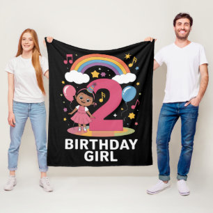 Manta Polar Cumpleañera de Dos Años Niña Linda Cumpleaños 2do 
