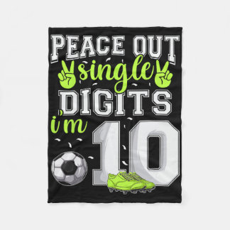 Manta Polar Cumpleaños 10 niños fútbol Peace Out Single Digits