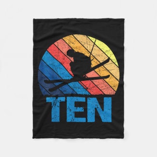 Manta Polar Cumpleaños 10 retro esquí esquí niños de 10 años