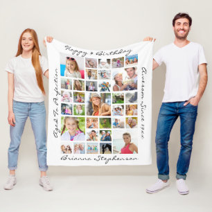 Manta Polar Cumpleaños 33 palabras de Collage de fotos persona