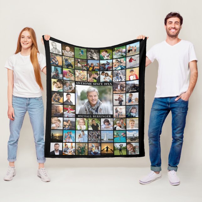 Manta Polar Cumpleaños 55 Collage de fotos INGENUO DESDE EL Añ (In situ)