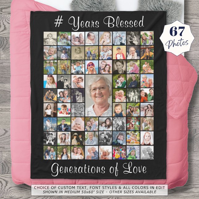 Manta Polar Cumpleaños 67 Personalizado de Collage de fotos Te (Subido por el creador)