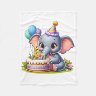 Manta Polar Cumpleaños 6 de elefante lindo