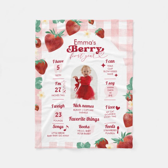 Manta Polar Cumpleaños Berry First 1er Hito (Anverso)