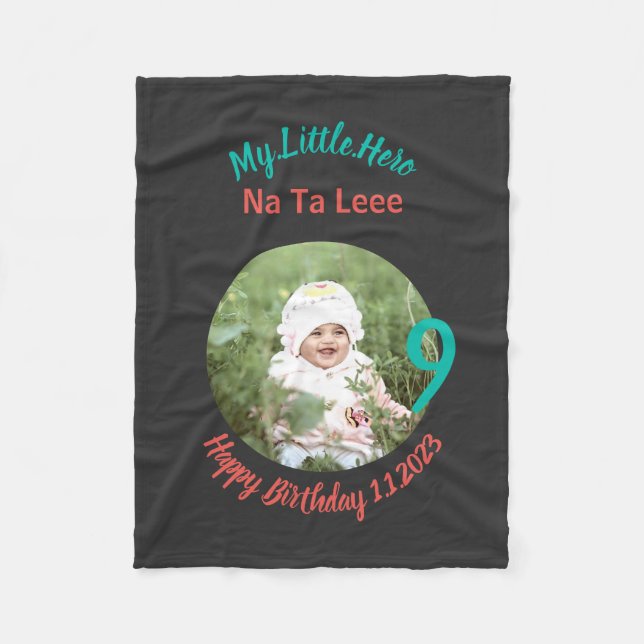 Manta Polar Cumpleaños de bebé personalizado con personalizado (Anverso)