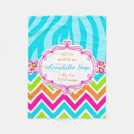 Manta Polar Cumpleaños de Chevron de la cebra del leopardo