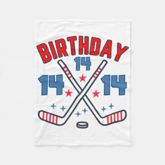 Manta Polar Cumpleaños De Hockey Sobre Hielo Catorce Niño 14º