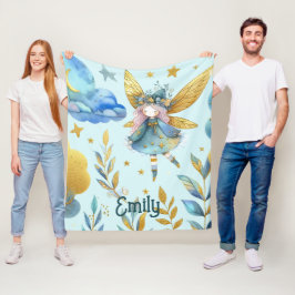 Manta Polar Cumpleaños de los Fairy Verde azulada Gold Pink Pr