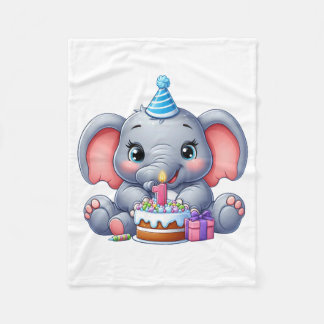 Manta Polar Cumpleaños del elefante bebé 1