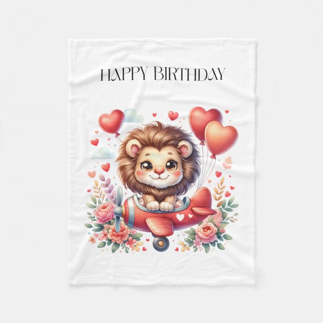 Manta Polar Cumpleaños del León Volador (Anverso)