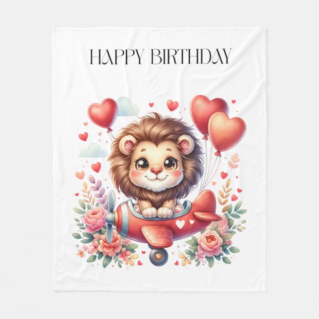 Manta Polar Cumpleaños del León Volador (Anverso)