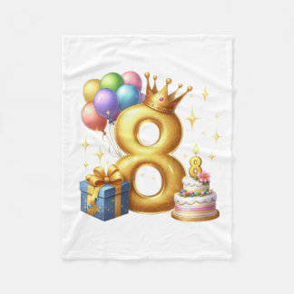 Manta Polar Cumpleaños dorado número 8